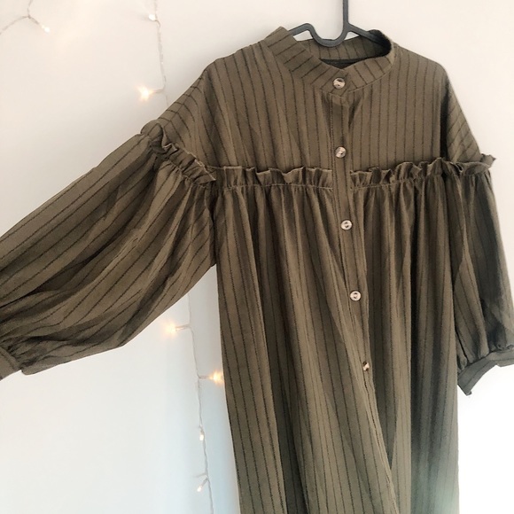 Olive button down dress (nwt) - Picture 4 of 12
